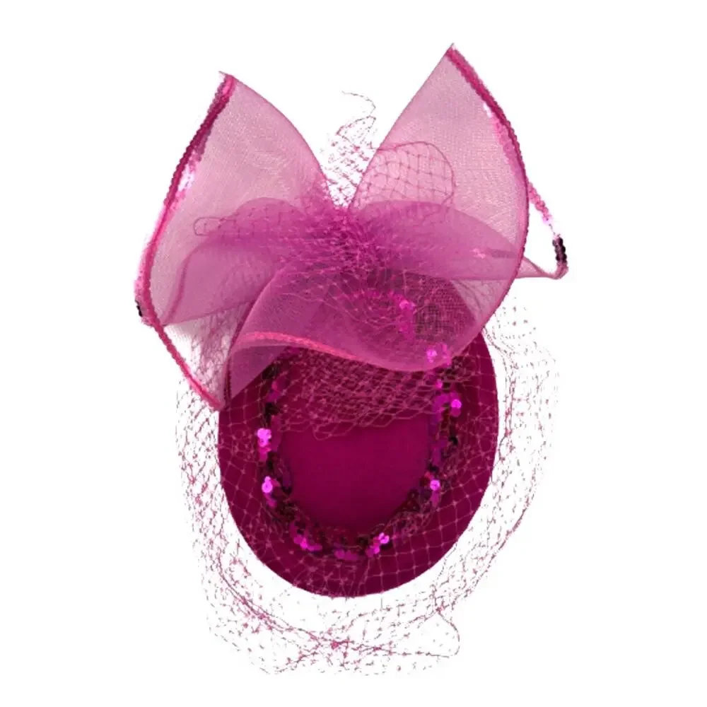 Fuchsia Fascinator Pillbox Veil Derby Easter Wedding Tea Party Hat